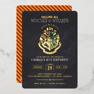 Harry Potter Hogwarts-Wappen-Tafel Geburtstag Folieneinladung