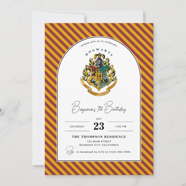 Harry Potter Hogwarts-Wappen-Torbogen Geburtstag  Einladung (Vorderseite)
