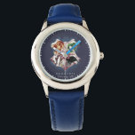 Harry Potter | HOGWARTS™ Wappen Wasserfarbe Armbanduhr<br><div class="desc">Karo diese Aquarell Hogwarts Crest Grafik mit den vier Haustieren,  die aus jedem Quadranten springen.</div>