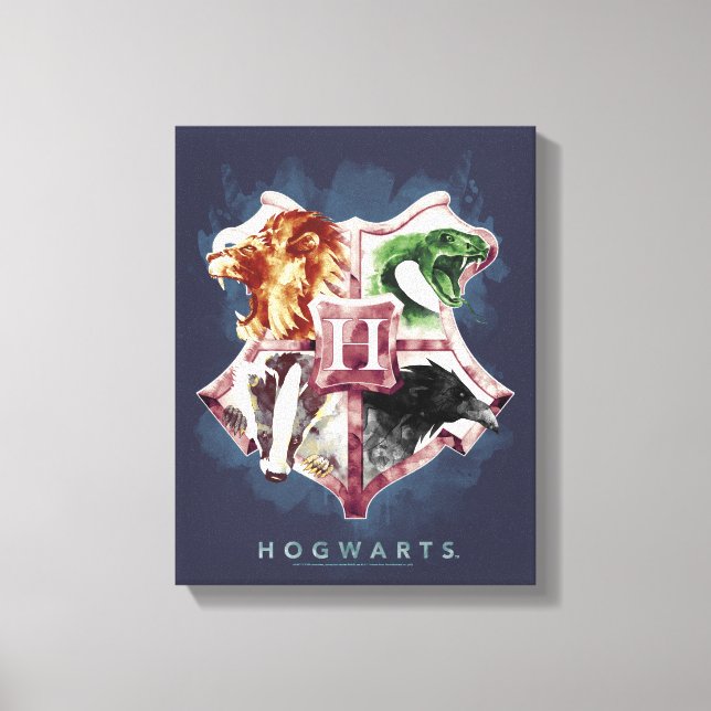 Harry Potter | HOGWARTS™ Wappen Wasserfarbe Leinwanddruck (Vorderseite)