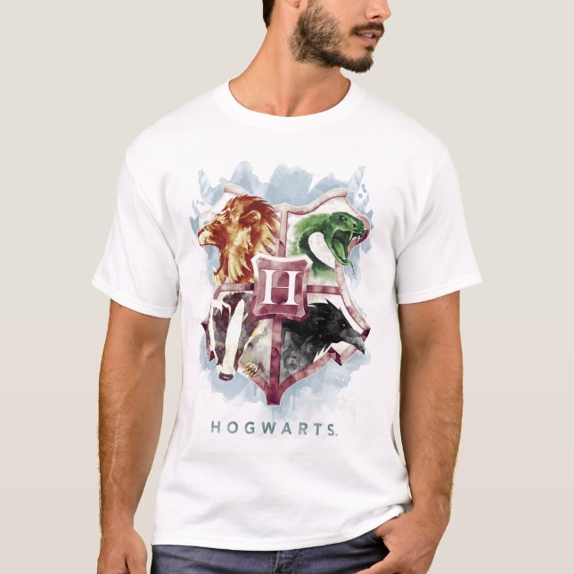 Harry Potter | HOGWARTS™ Wappen Wasserfarbe T-Shirt (Vorderseite)