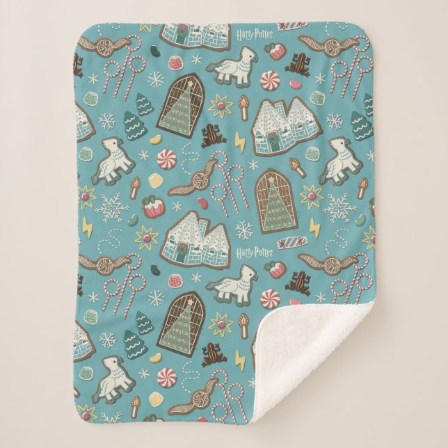 HARRY POTTER™ HOGWARTS™ Weihnachtskochtmuster Sherpadecke (Vorderseite)