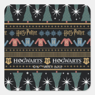 HARRY POTTER™ Holiday Sweater Muster Quadratischer Aufkleber