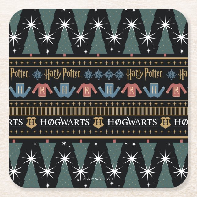 HARRY POTTER™ Holiday Sweater Muster Rechteckiger Pappuntersetzer (Vorderseite)