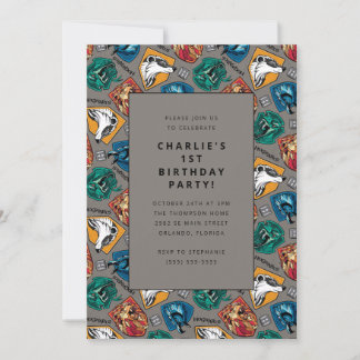 Harry Potter House Pattern Geburtstag Einladung