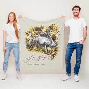 HARRY POTTER™ HUFFLEPUFF™ Blumengrafik Fleecedecke