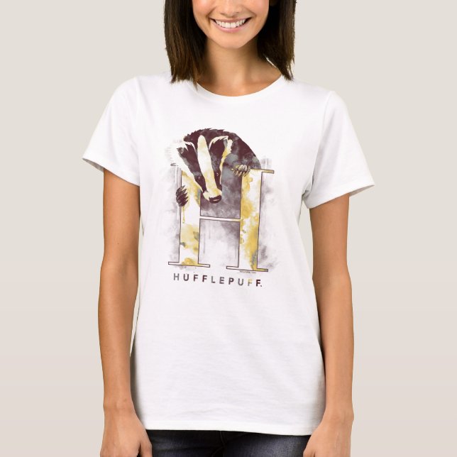 Harry Potter | HUFFLEPUFF™ Dachs Wasserfarbe T-Shirt (Vorderseite)