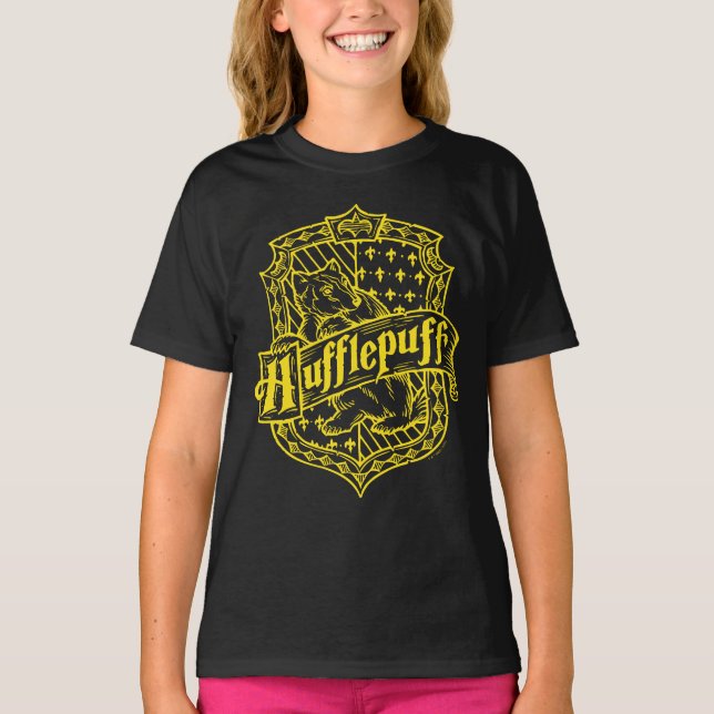 HARRY POTTER™ HUFFLEPUFF™ Line Art Wappen T - Shir T-Shirt (Vorderseite)