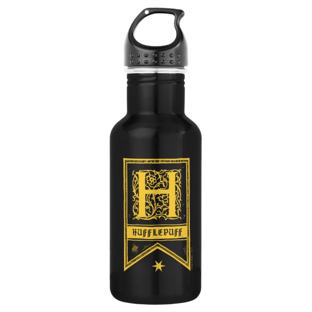 Harry Potter | Hufflepuff Monogram Banner Edelstahlflasche (Vorderseite)