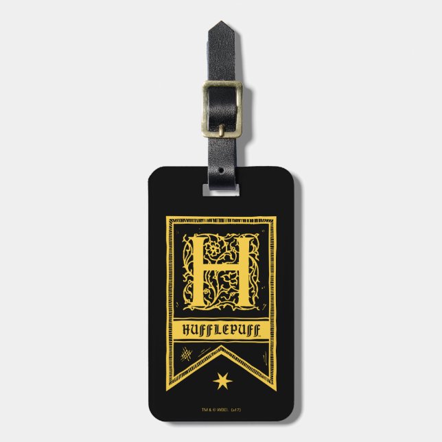 Harry Potter | Hufflepuff Monogram Banner Gepäckanhänger (Vorderseite vertikal)