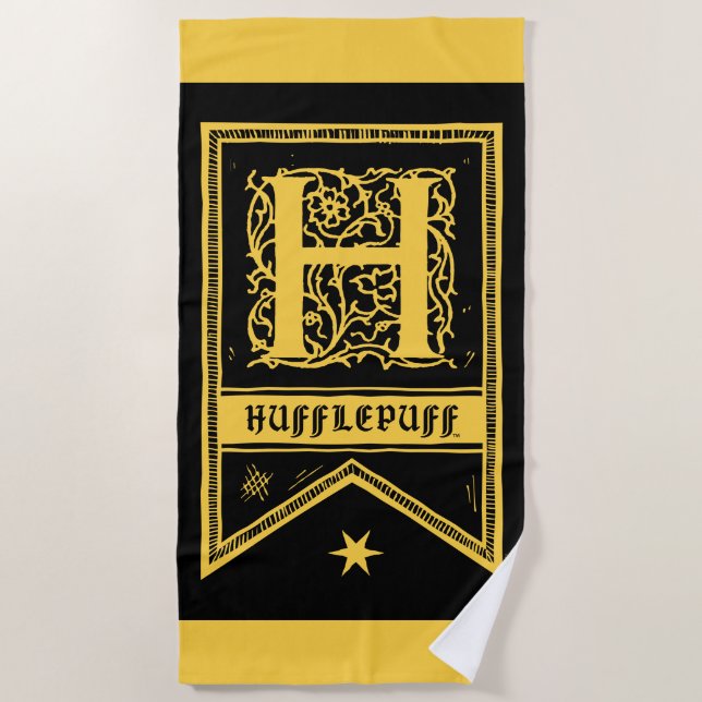 Harry Potter | Hufflepuff Monogram Banner Strandtuch (Vorderseite)