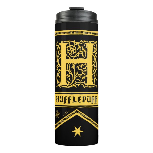 Harry Potter | Hufflepuff Monogram Banner Thermosbecher (Vorderseite)