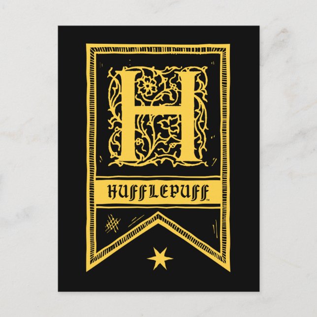 Harry Potter | Hufflepuff-Monogrammbanner Postkarte (Vorderseite)