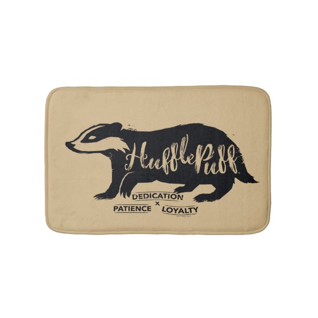 Harry Potter | HUFFLEPUFF™ Silhouette Typografie Badematte (Vorderseite)
