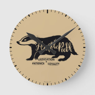 Harry Potter   HUFFLEPUFF™ Silhouette Typography Runde Wanduhr
