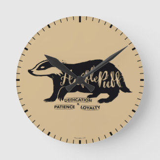 Harry Potter | HUFFLEPUFF™ Silhouette Typography Runde Wanduhr