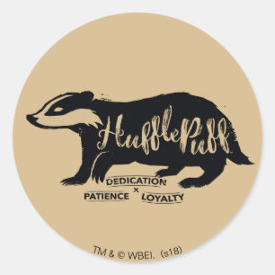 Harry Potter   HUFFLEPUFF™ Silhouette Typography Runder Aufkleber