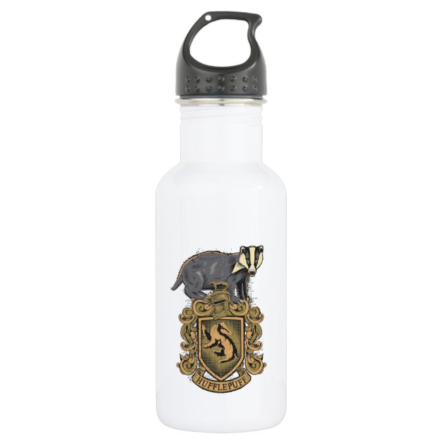 Harry Potter | Hufflepuff-Wappen mit Badger Edelstahlflasche (Vorderseite)