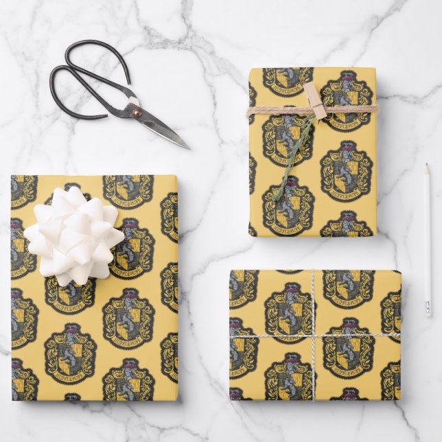 Harry Potter | Hufflepuff-Wappen-Patch Geschenkpapier Set (Vorderseite)