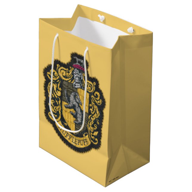 Harry Potter | Hufflepuff-Wappen-Patch Mittlere Geschenktüte (Vorderseite Schrägansicht)