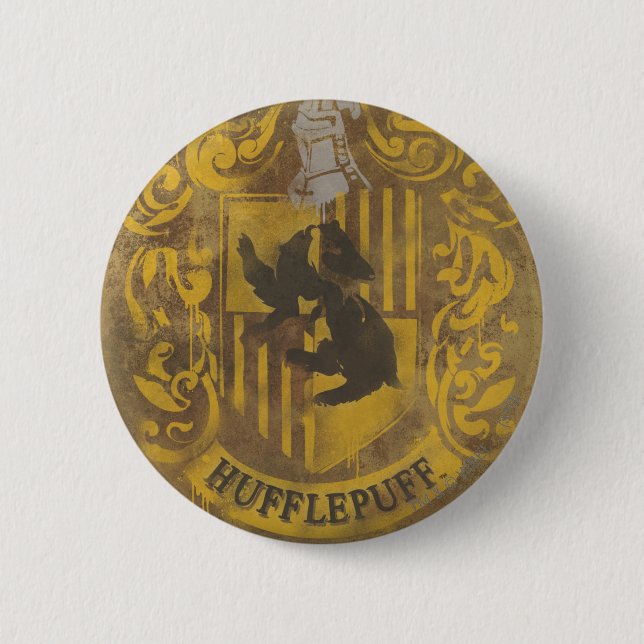 Harry Potter | Hufflepuff Wappen Spray Paint Button (Vorderseite)
