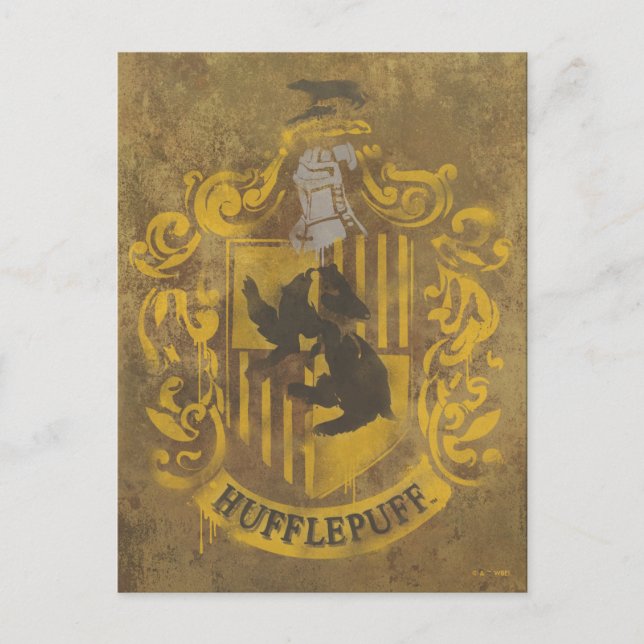 Harry Potter | Hufflepuff Wappen Spray Paint Postkarte (Vorderseite)