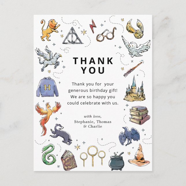 Harry Potter Icons Geburtstag Vielen Dank Postkarte (Vorderseite)