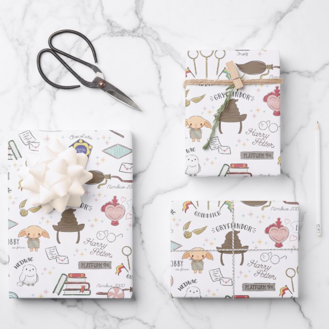 HARRY POTTER™ Kleines Magie-Muster Geschenkpapier Set (Vorderseite)
