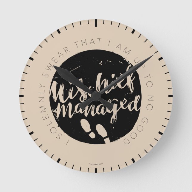 Harry Potter | Marauder's Map Charms Typografy Runde Wanduhr (Vorderseite)