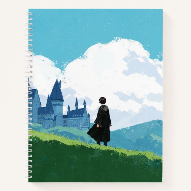 HARRY POTTER™ mit Blick auf das Schloss HOGWARTS™ Notizbuch (Vorderseite)