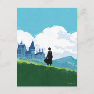 HARRY POTTER™ mit Blick auf das Schloss HOGWARTS™ Postkarte