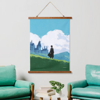 HARRY POTTER™ mit Blick auf das Schloss HOGWARTS™ Wandteppich Mit Holzrahmen