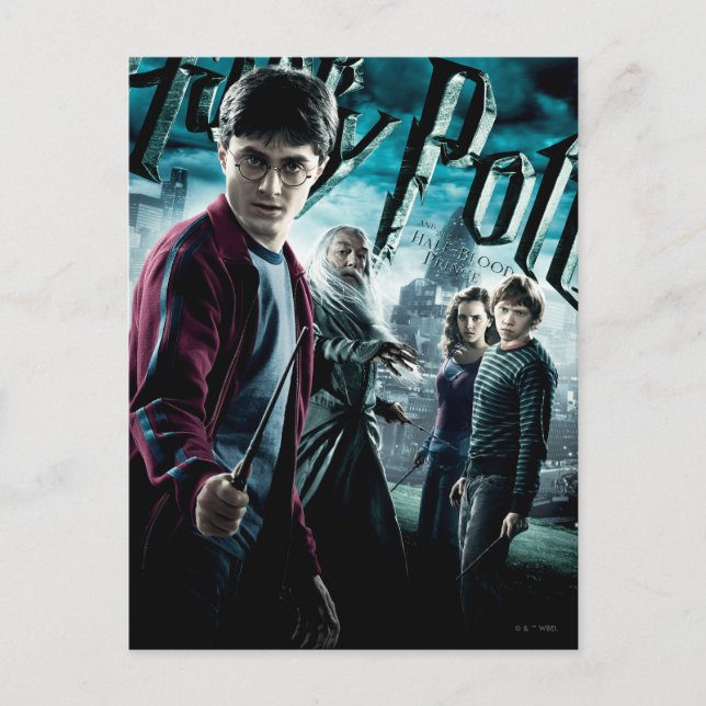 Harry Potter mit Dumbledore Ron und Hermione 1 Postkarte (Vorderseite)