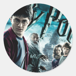 Harry Potter mit Dumbledore Ron und Hermione 1 Runder Aufkleber