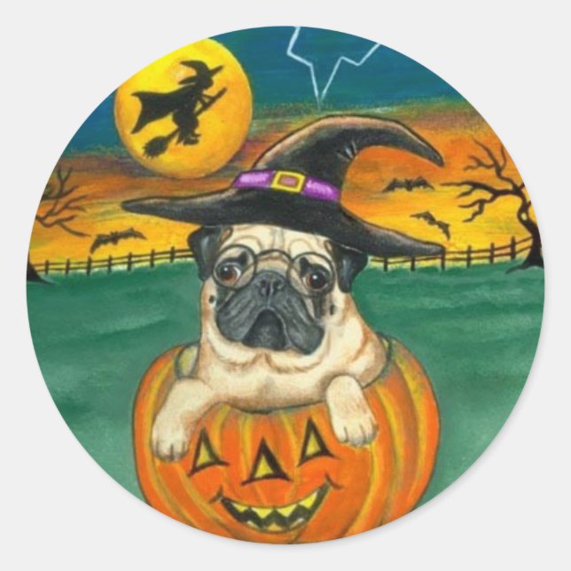 Harry Potter Mops Halloween Stickers (Vorderseite)