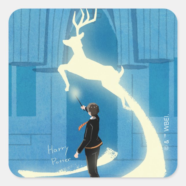 HARRY POTTER™ Patronus Painting Quadratischer Aufkleber (Vorderseite)