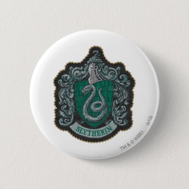 Harry Potter | Retro Mighty Slytherin Wappen Button (Vorderseite)