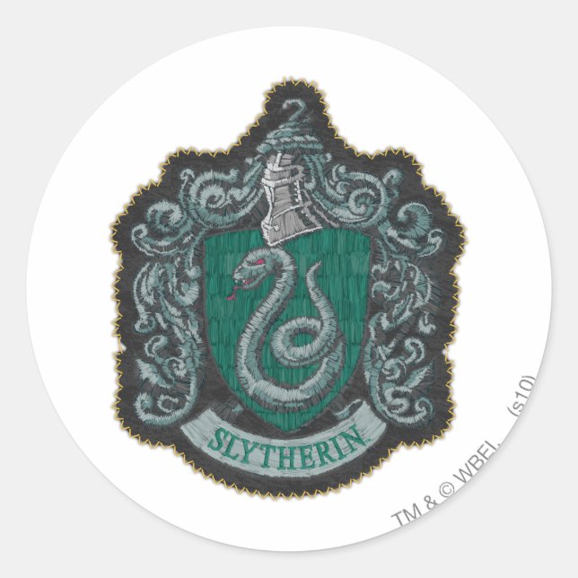 Harry Potter | Retro Mighty Slytherin Wappen Runder Aufkleber (Vorderseite)