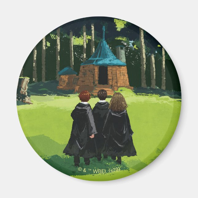 HARRY POTTER™, Ron und Hermine bei Hagrids Hütte Magnet (Vorne)