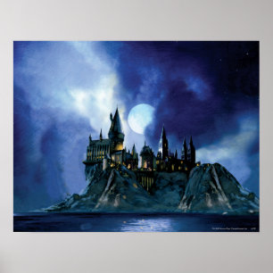 Harry Potter Schloss   Hogwarts bei Nacht Poster