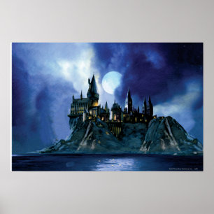 Harry Potter Schloss   Hogwarts bei Nacht Poster