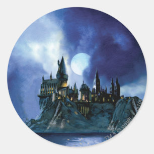 Harry Potter Schloss   Hogwarts bei Nacht Runder Aufkleber