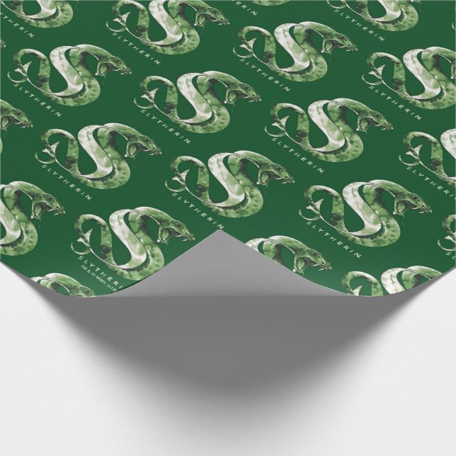 Harry Potter | SLYTHERIN™ Schlange Wasserfarbe Geschenkpapier (Ecke)