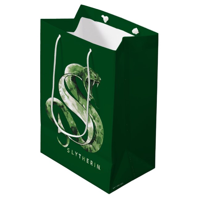 Harry Potter | SLYTHERIN™ Schlange Wasserfarbe Mittlere Geschenktüte (Vorderseite Schrägansicht)