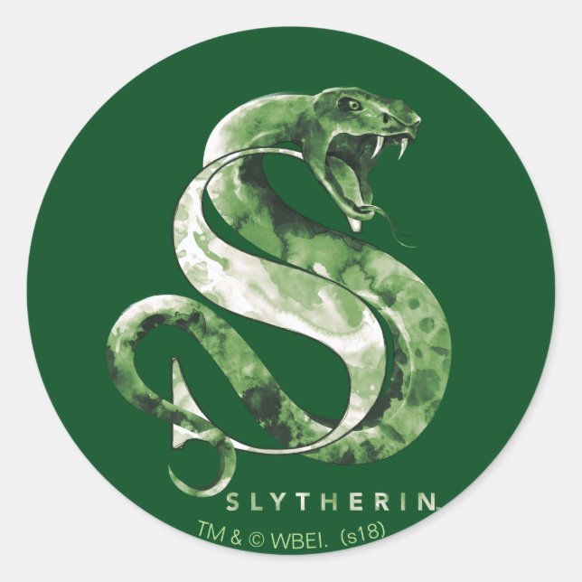 Harry Potter | SLYTHERIN™ Schlange Wasserfarbe Runder Aufkleber (Vorderseite)
