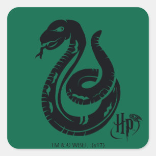 Harry Potter   Slytherin Snake Icon Quadratischer Aufkleber