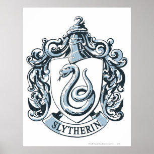 Harry Potter   Slytherin Wappen - Eisblau Poster