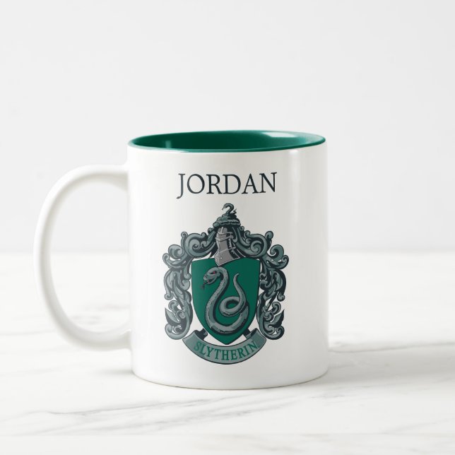 Harry Potter | Slytherin-Wappen | Name hinzufügen Zweifarbige Tasse (Links)