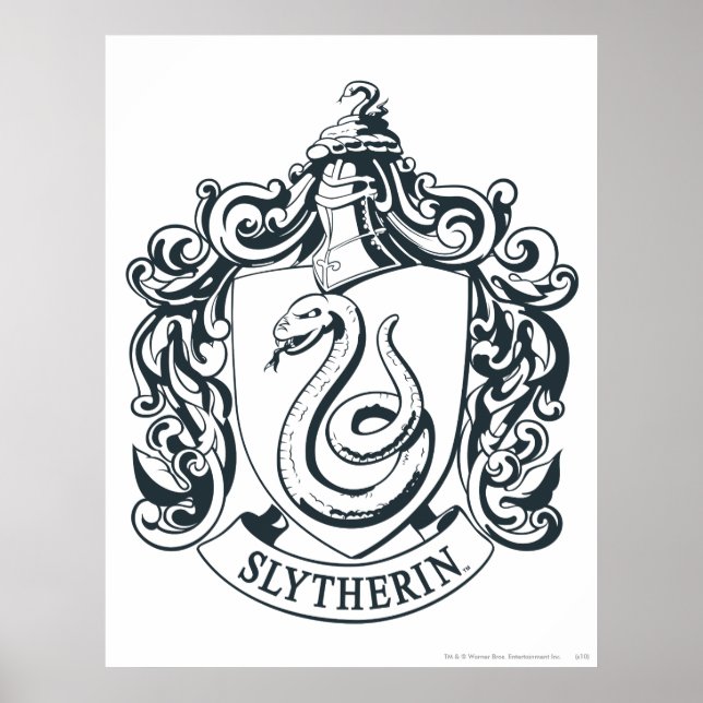 Harry Potter | Slytherin-Wappen - Schwarz und Weiß Poster (Vorne)