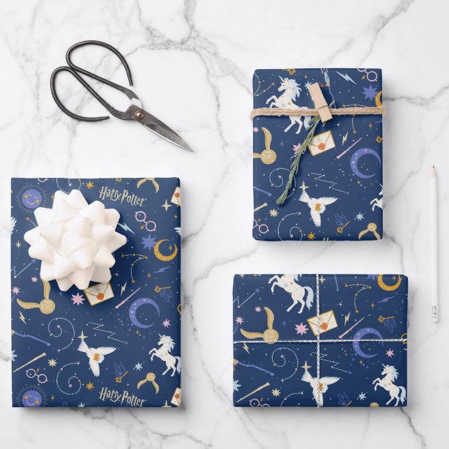 HARRY POTTER™ Sommer-Sonnenwende-Icon-Muster Geschenkpapier Set (Vorderseite)